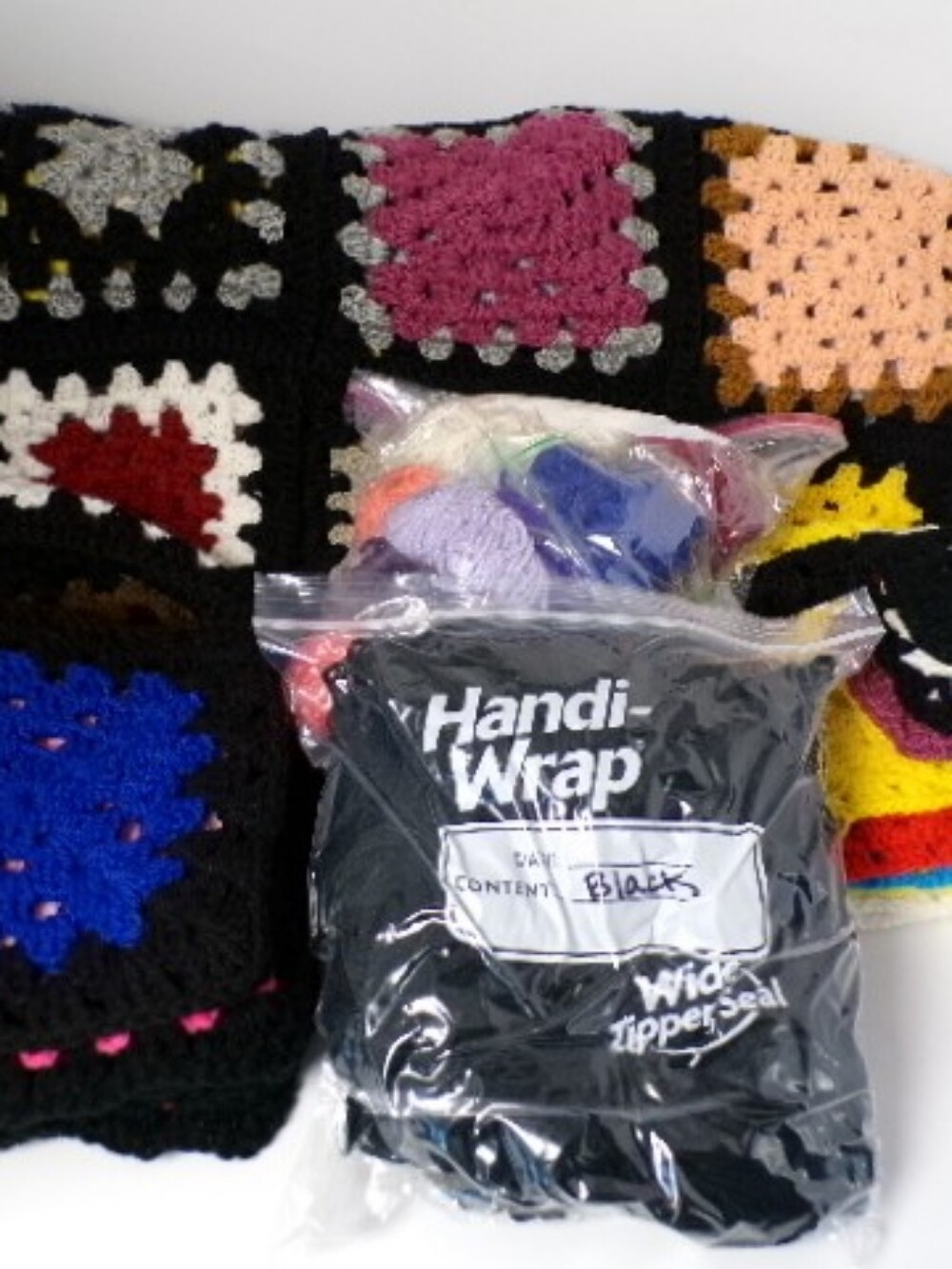 Unfinished Vintage Granny Square Afghan Blanket Yarn Lot